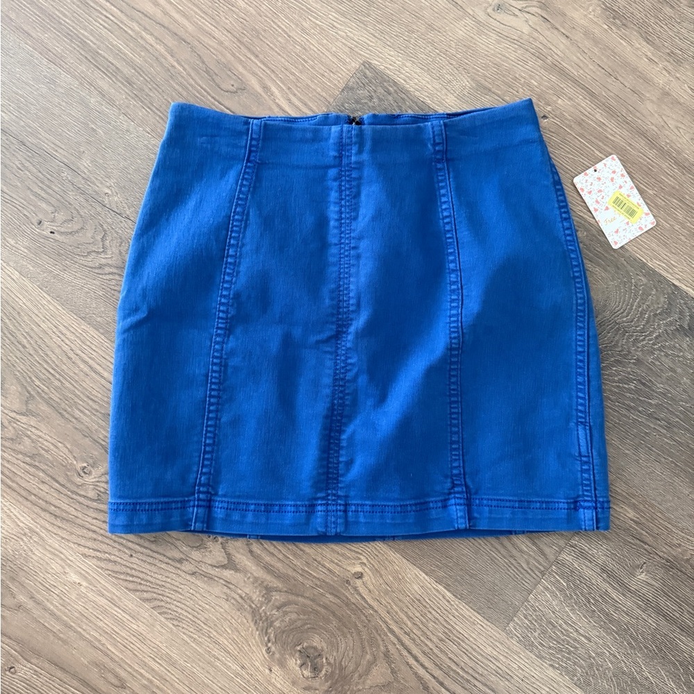 Free People Royal Blue Denim Mini Skirt - Picture 2 of 7